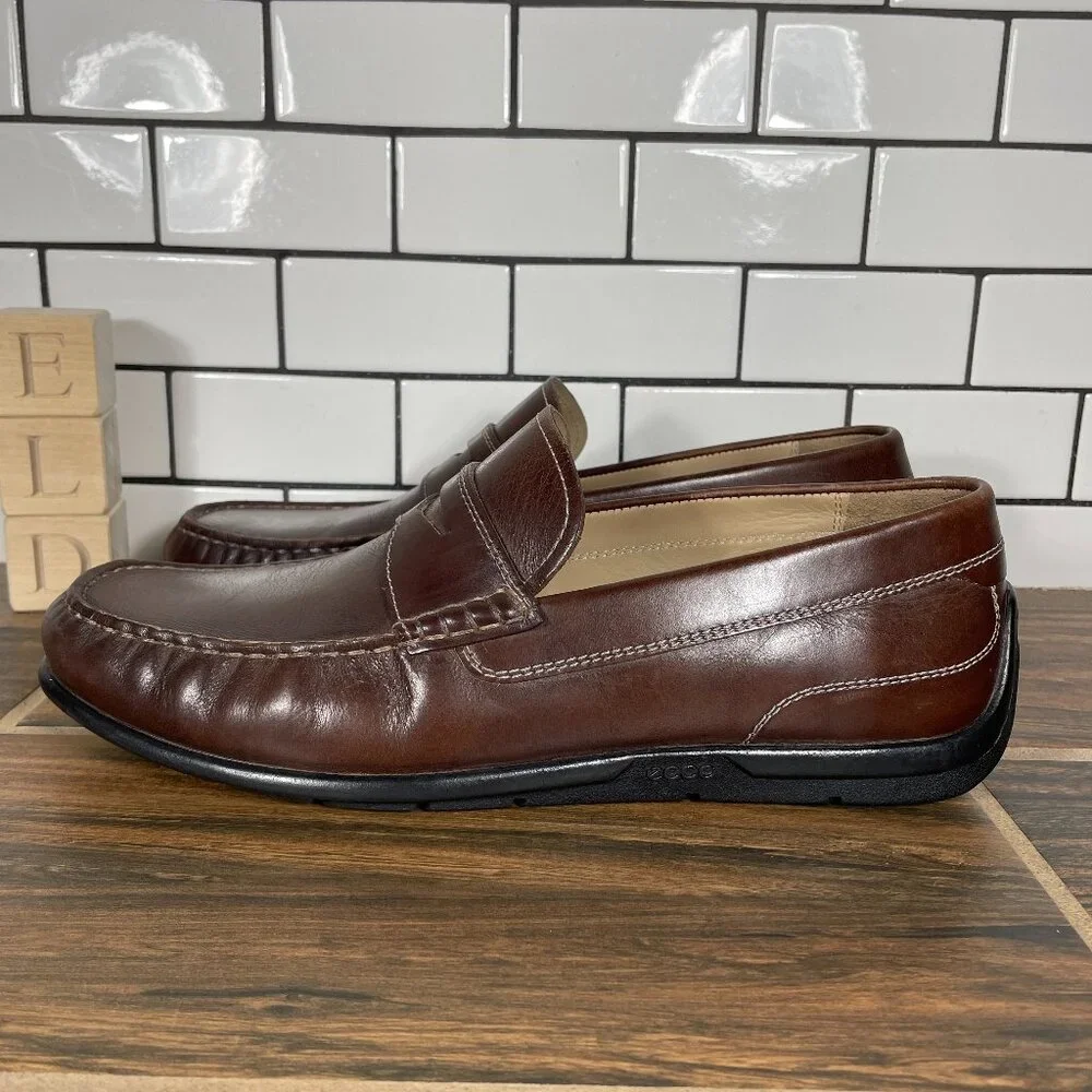 Ecco Classic Moc 2.0 Loafer Mens EU 42 Shoes Brown Leather Slip On Penny Driver